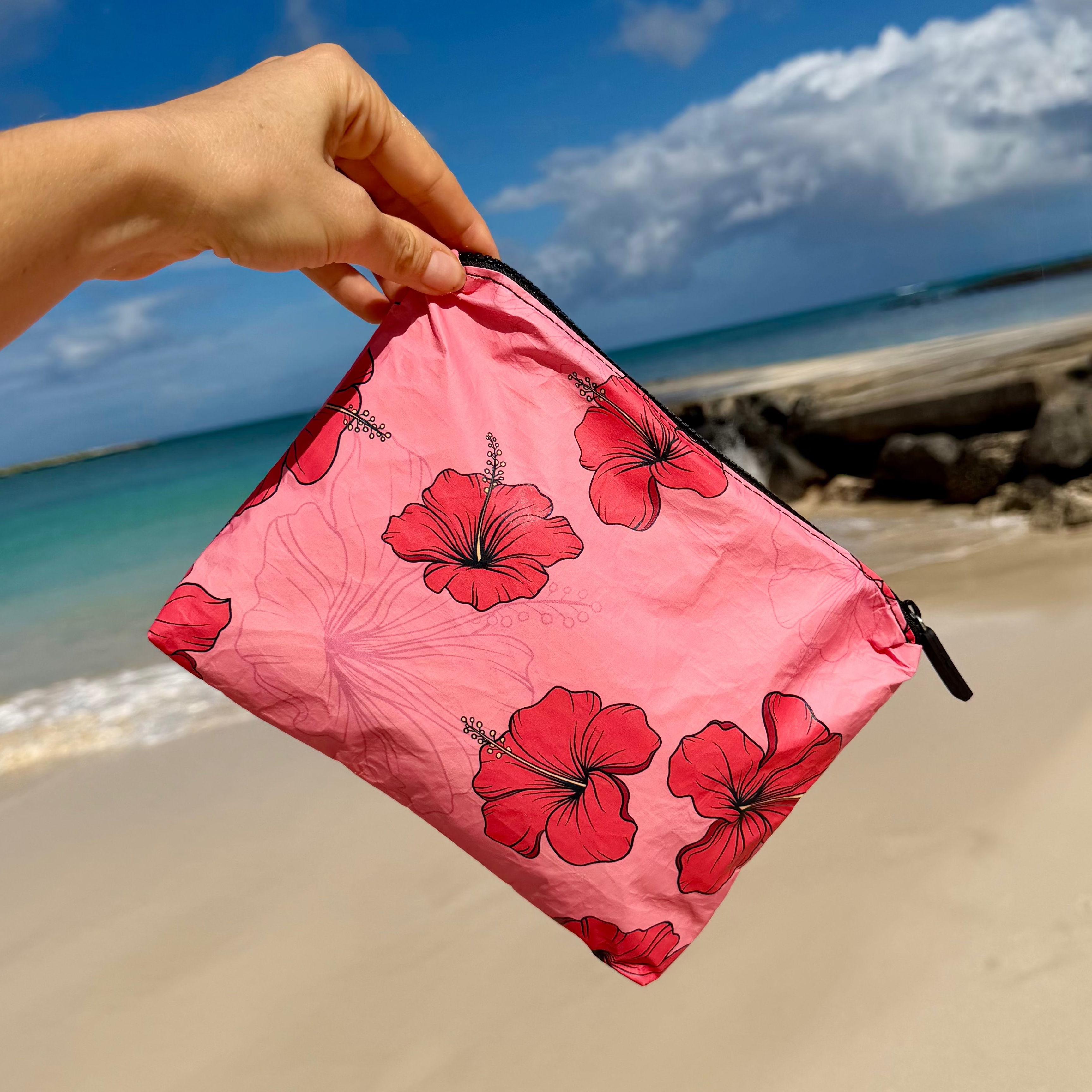 Pink Hibsicus Pouch